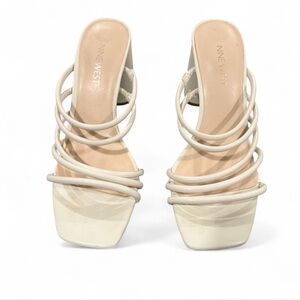 Nine West Cream Multi-Strap Slide Heels
